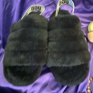 UGG Black Fluffy Slides
